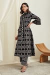 Twenty Nine_Black Georgette Embellishment Mirror Work Band Long Jacket _Online_at_Aza_Fashions