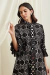 Buy_Twenty Nine_Black Georgette Embellishment Mirror Work Band Long Jacket _Online_at_Aza_Fashions