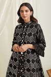 Shop_Twenty Nine_Black Georgette Embellishment Mirror Work Band Long Jacket _Online_at_Aza_Fashions