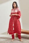 Buy_Twenty Nine_Red Linen Satin Solid Pant _at_Aza_Fashions