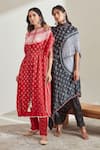 Buy_Twenty Nine_Red Linen Satin Solid Pant _Online_at_Aza_Fashions
