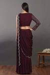 Shop_Onaya_Maroon Georgette Embroidered Sequin Pre-draped Palazzo Saree Set For Women_at_Aza_Fashions