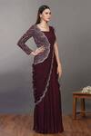 Onaya_Maroon Georgette Embroidered Sequin Pre-draped Palazzo Saree Set For Women_Online_at_Aza_Fashions