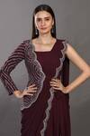 Onaya_Maroon Georgette Embroidered Sequin Pre-draped Palazzo Saree Set For Women_at_Aza_Fashions