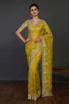 Buy_Onaya_Green Organza Embellished Saree With Blouse_at_Aza_Fashions