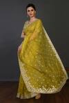 Buy_Onaya_Green Organza Embellished Saree With Blouse_Online_at_Aza_Fashions