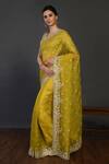 Shop_Onaya_Green Organza Embellished Saree With Blouse_Online_at_Aza_Fashions