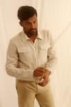 Buy_Shwetanga_White Organic Cotton Patchwork Bomber Shirt _at_Aza_Fashions