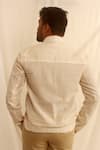 Shop_Shwetanga_White Organic Cotton Patchwork Bomber Shirt _at_Aza_Fashions