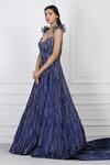 Buy_Pooja Peshoria_Blue Satin Embellished Gown_Online_at_Aza_Fashions