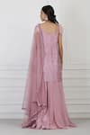 Shop_Pooja Peshoria_Purple Silk, Crepe Sequin, Bead, Swarovski Embellished Kurta And Sharara Set _at_Aza_Fashions