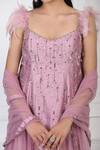 Shop_Pooja Peshoria_Purple Silk, Crepe Sequin, Bead, Swarovski Embellished Kurta And Sharara Set _Online_at_Aza_Fashions