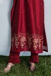 Buy_Beige_Maroon Silk Chanderi Kurta Set_Online_at_Aza_Fashions
