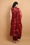 Shop_Labbada_Maroon Kurta Crepe  Pant Art Dupion Dupatta Organza Set _at_Aza_Fashions