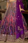 Laxmishriali_Purple Blouse And Lehenga Dupion Printed Cutdana Work Plunge V Embroidered Set _Online_at_Aza_Fashions