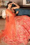 Laxmishriali_Orange Blouse And Lehenga Dupion, Dupatta Net Chevron, Pearl, Embroidered Set _Online_at_Aza_Fashions