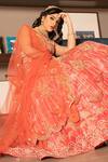 Buy_Laxmishriali_Orange Blouse And Lehenga Dupion, Dupatta Net Chevron, Pearl, Embroidered Set _Online_at_Aza_Fashions