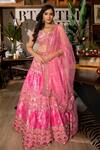 Buy_Laxmishriali_Pink Blouse And Lehenga Dupion, Dupatta Net Mirror Work, Silk Embroidered Set _at_Aza_Fashions