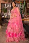 Shop_Laxmishriali_Pink Blouse And Lehenga Dupion, Dupatta Net Mirror Work, Silk Embroidered Set _at_Aza_Fashions