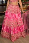 Shop_Laxmishriali_Pink Blouse And Lehenga Dupion, Dupatta Net Mirror Work, Silk Embroidered Set _Online_at_Aza_Fashions