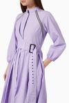 Buy_Notebook_Purple Cotton Solid Mandarin Collar Rebecca Dress _Online_at_Aza_Fashions