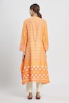 Shop_Krishna Mehta_Orange Chanderi Printed Geometric Mandarin Collar Tunic  _at_Aza_Fashions