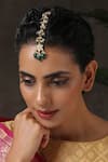 Paisley Pop_Gold Plated Kundan Maangtikka With Pearl Drops _Online_at_Aza_Fashions