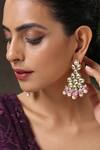 Paisley Pop_Gold Plated Kundan Stone Drop Earrings _Online_at_Aza_Fashions