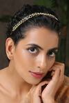 Shop_Paisley Pop_Gold Kundan Multi Layered Studded Hairband _at_Aza_Fashions