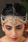 Buy_Paisley Pop_Gold Plated Kundan Multi Layered Mathapatti_Online_at_Aza_Fashions