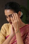 Shop_Paisley Pop_Gold Plated Kundan Teardrop Motif Hathphool _at_Aza_Fashions