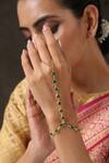 Paisley Pop_Gold Plated Kundan Teardrop Motif Hathphool _Online_at_Aza_Fashions