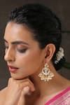 Paisley Pop_Gold Plated Pearl Kundan Chandbali Earrings _Online_at_Aza_Fashions