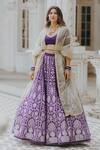 Buy_Anjana Bohra_Purple Banarasi Paisley Embroidered Lehenga Set_at_Aza_Fashions