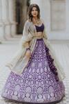 Anjana Bohra_Purple Banarasi Paisley Embroidered Lehenga Set_Online_at_Aza_Fashions