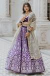 Buy_Anjana Bohra_Purple Banarasi Paisley Embroidered Lehenga Set_Online_at_Aza_Fashions