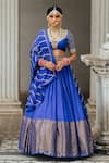 Anjana Bohra_Blue Banarasi Zardozi Embroidered Lehenga Set_Online_at_Aza_Fashions