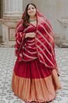 Buy_Anjana Bohra_Maroon Embroidered Banarasi Lehenga Set_at_Aza_Fashions