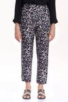 Buy_Abraham And Thakore_Black Silk Cotton Terrazzo Straight Pants_Online_at_Aza_Fashions