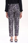 Abraham And Thakore_Black Silk Cotton Terrazzo Straight Pants_at_Aza_Fashions