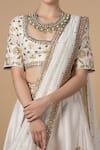 Buy_Blue Lotus Design_White Dupatta Cotton Silk Embroidery Zardozi Round Lehenga Set _Online_at_Aza_Fashions