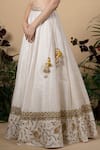 Shop_Blue Lotus Design_White Dupatta Cotton Silk Embroidery Zardozi Round Lehenga Set _Online_at_Aza_Fashions