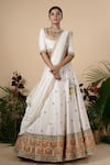 Buy_Blue Lotus Design_White Lehenga And Blouse Raw & Dupatta Cotton Embroidery Bridal Set _at_Aza_Fashions