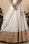 Blue Lotus Design_White Lehenga And Blouse Raw & Dupatta Cotton Embroidery Bridal Set _Online_at_Aza_Fashions