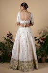 Shop_Blue Lotus Design_White Lehenga And Blouse Raw & Dupatta Cotton Embroidery Applique Set _at_Aza_Fashions