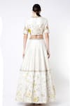 Shop_Blue Lotus Design_White Lehenga And Blouse Raw & Dupatta Cotton Embroidery Bridal Set _at_Aza_Fashions