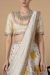 Blue Lotus Design_White Lehenga And Blouse Raw & Dupatta Cotton Embroidery Bridal Set _Online_at_Aza_Fashions