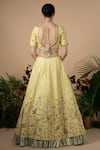 Shop_Blue Lotus Design_Yellow Lehenga And Blouse Raw & Dupatta Cotton Embroidery Bridal Set _at_Aza_Fashions