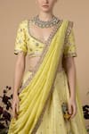 Blue Lotus Design_Yellow Lehenga And Blouse Raw & Dupatta Cotton Embroidery Bridal Set _Online_at_Aza_Fashions