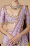 Blue Lotus Design_Purple Lehenga And Blouse Raw & Dupatta Cotton Embroidery Bridal Set _Online_at_Aza_Fashions